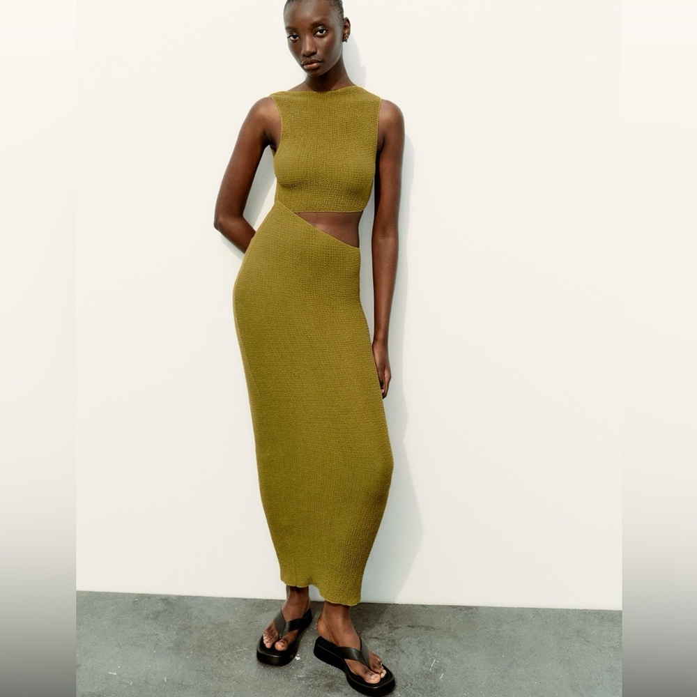 New w Tags Zara Fav Olive Green Knit Maxi